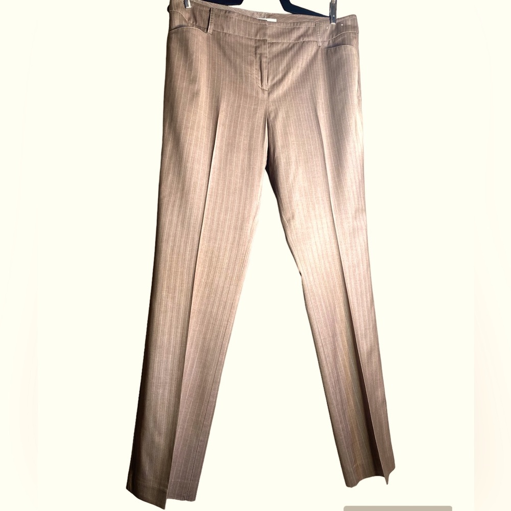 New York & Company tan pinstripe trousers size 12 avg